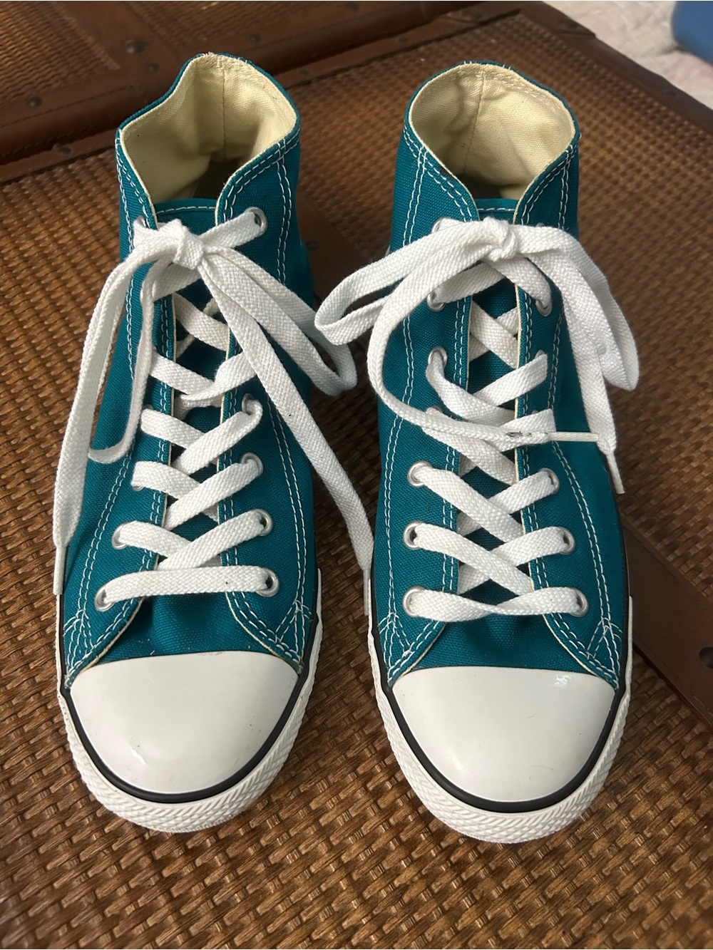Converse All-Stars Teal Blue High-Top Canvas Sneakers with White Laces Women